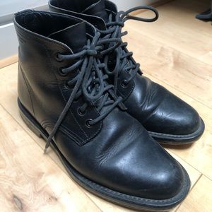 Saint Laurent black leather combat boots